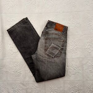 Armani Exchange Mens Faded Black Straight Leg Jeans Contrast Stitching A|X Patch